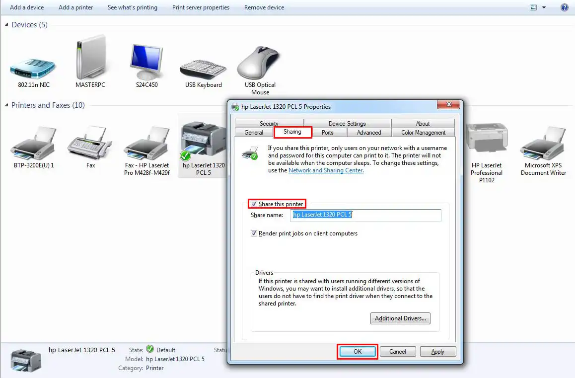 اتصال پرینتر به شبکه داخلی
