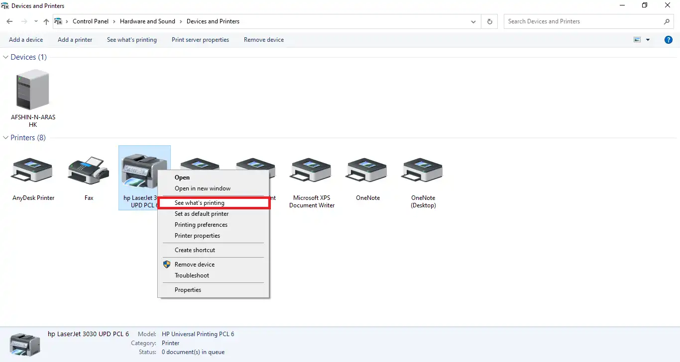 کنسل کردن دستور پرینت